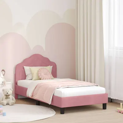vidaXL Cadru de pat pentru copii cu spătar Roz 80 x 160 cm Catifea