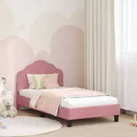 vidaXL Cadru de pat pentru copii cu spătar Roz 80 x 160 cm Catifea