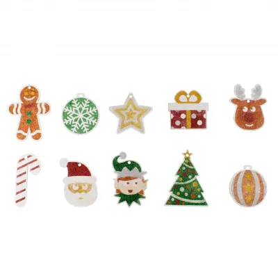 Set 10 decorațiuni de colorat cu sclipici