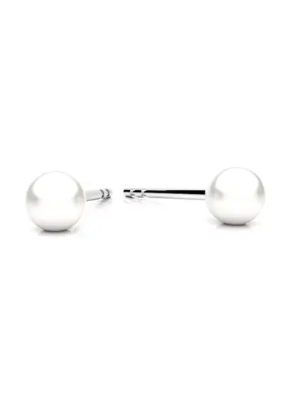 Cercei din Argint 925 cu perle Swarovski albe - inchizatoare fluturas - tip surub