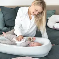 Baby Nest Doomoo din bumbac organic Cocoon Leaves Aqua Green