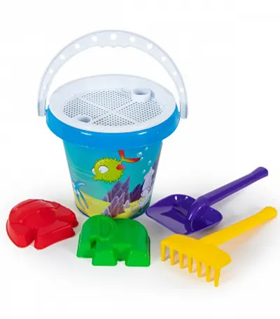 Galetusa din plastic cu 6 jucarii de nisip