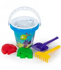 Galetusa din plastic cu 6 jucarii de nisip