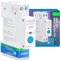 Siguranta inteligenta Nous D2T, 20A, Tasmota, 1 canal, Monitorizare energie, montare pe sina DIN, ESP32 / 5905072800600