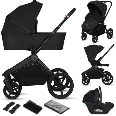 Carucior 3 in 1, Lionelo, Freya, Cu scoica ADAC, Landou si salteluta ventilate, Pliabil, Reglare spatar in 3 pozitii, Suport de picioare in 4 pozitii, Maner reglabil in 3 pozitii, Sustine 22 kg, Cu accesorii, 0 luni+, Negru