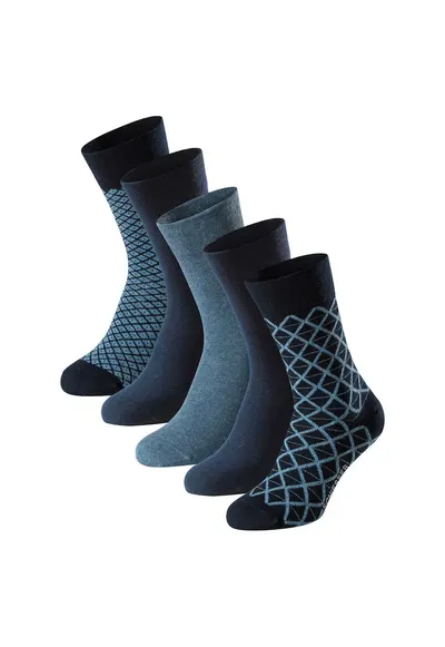 Set de sosete lungi Bluebird - 5 perechi - Albastru petrol/Bleumarin