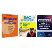 Pachet Bacalaureat 2026. Limba si literatura romana, Matematica si INFORMATICA. Limbaj C++. Teste rezolvate Mate-Info
