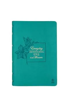 NLT Holy Bible Everyday Devotional Bible for Women New Living Translation Vegan Leather, Teal Debossed