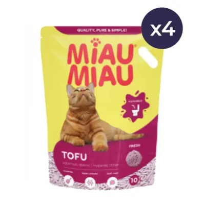 Set 4 Buc X Asternut igienic pentru pisici Miau Miau Tofu Fresh 10L
