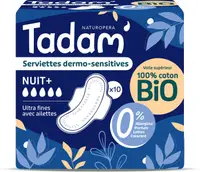 Absorbante BIO hipoalergenice Ultra Noapte+, 10 bucati, Tadam