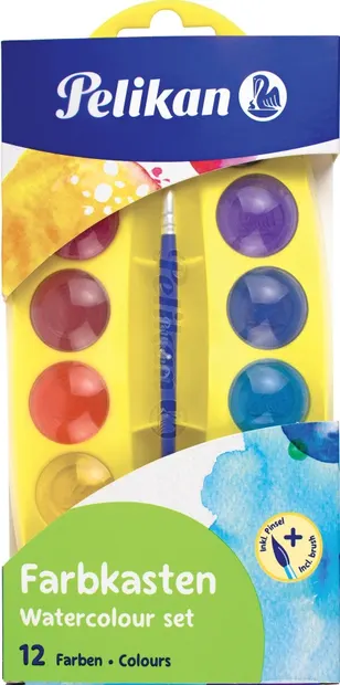 Vopsele de acuarelă Pelikan Junior - 12 buc + pensulă