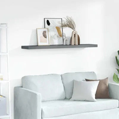 vidaXL Raft de perete suspendat, gri extralucios, 120x23,5x3,8 cm, MDF
