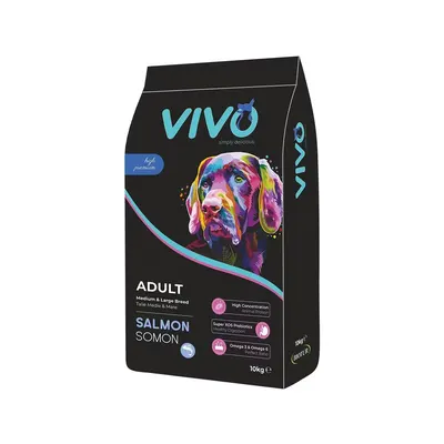 Hrana Uscata Super Premium, VIVO, Caini Adulti, Talie Medie & Mare, Somon, 10 kg