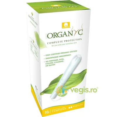 Tampoane Regular din Bumbac Organic cu Aplicator 16 buc