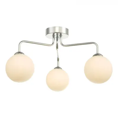 Plafoniera Feya 3 Light Semi Flush Polished Chrome Opal Glass
