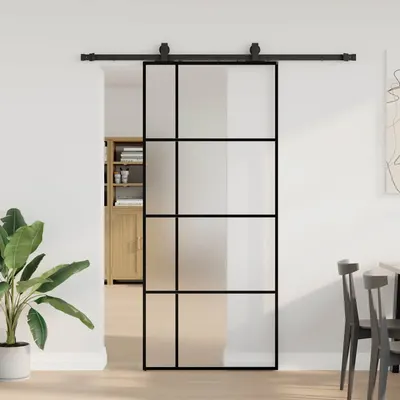 Gossi usa glisanta cu set de feronerie neagra 90x205 cm sticla esg
