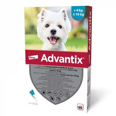 Pipeta antiparazitara Advantix pentru caini 4 kg - , 10 kg ( 1 pipeta )