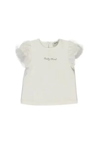 Tricou cu maneci bufante - Party Mood - Alb - pentru fetite - Alb