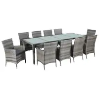 Gossi set mobilier de exterior cu perne, 11 piese, gri, poliratan