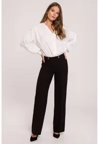 Pantaloni cu croiala dreapta - - Negru