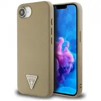 Husa MagSafe pentru Apple iPhone 17e / 16e, Guess, Grained Triangle Logo, Maro