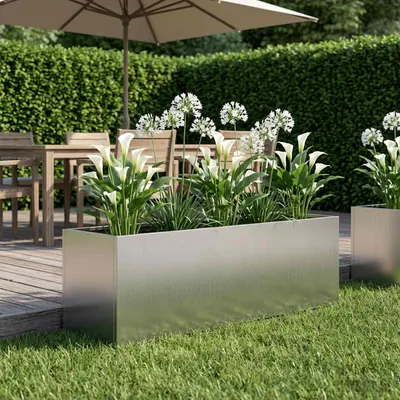 vidaXL Vază pentru Grădină Argintiu 80 x 30 x 30 cm Oțel Galvanizat