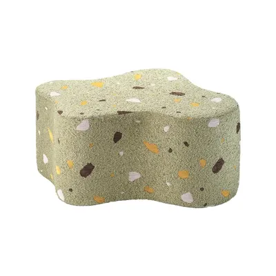Puf de copii verde cu tapițerie din țesătură bouclé/cu tapițerie din chenille Terrazzo Cloud – Wigiwama