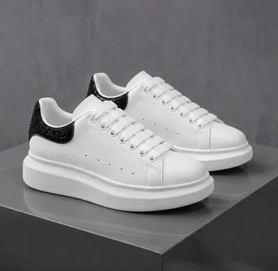 Adidasi dama casual albi cu negru diamond 111D