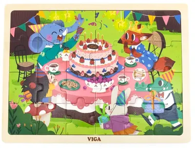 Puzzle din lemn Viga -Ziua de naștere în pădure, 24 piese