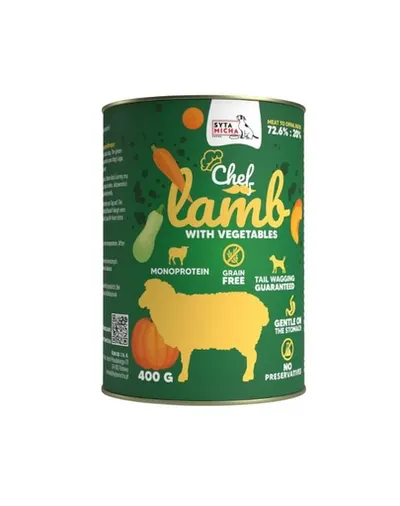 SYTA MICHA Chef Monoprotein hrană umedă pentru câini cu miel și legume 400 g