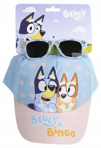 Set pentru copii Cerda - Bluey & Bingo, pălărie și ochelari de soare, 51 cm