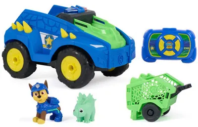 Mașină cu telecomandă Spin Master Paw Patrol - The Dino Movie, Dino Tow & Rush RC