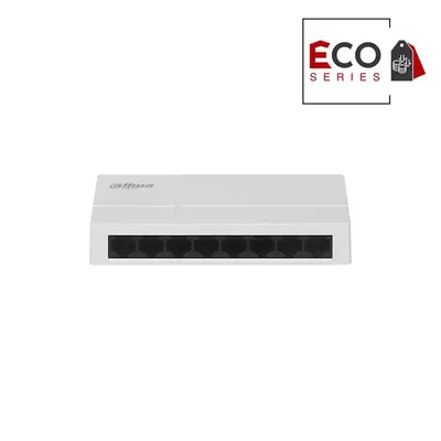 Switch cu 8 porturi Dahua Eco Series PFS3008-8GT-L-V2, 2000 MAC, 16 Gbit, fara management