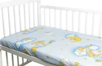 Cearceaf din bumbac cu elastic Ursuletul somnoros Albastru 120x60 cm