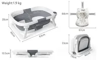 Cadita bebelusi ultrapliabila Little Mom grey, cu pernuta moale plutitoare, termometru cu display digital incorporat, dop pentru evacuarea apei, suport cap de dus, antiderapant, material non-toxic