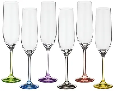 Pahare de șampanie Bohemia Crystalex - Rainbow, 6 buc, 190 ml