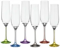 Pahare de șampanie Bohemia Crystalex - Rainbow, 6 buc, 190 ml