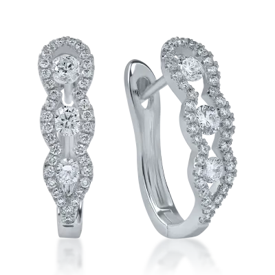 Cercei rotunzi din aur alb cu diamante de 0.48ct