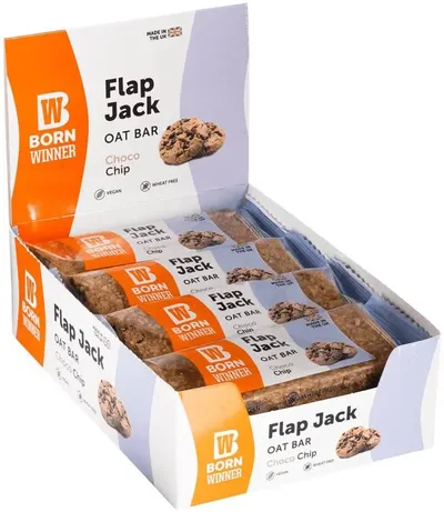 Flap Jack Oat Bar, ciocolată cu bucăți, 12 buc, Born Winner