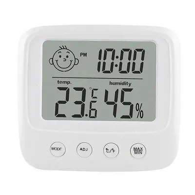 Higrometru de uz casnic, Ikonka, cu functie de Termometru si Ceas, afisaj LCD, dimensiune 8.5 x 7.8 x 2.8 cm