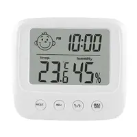 Higrometru de uz casnic, Ikonka, cu functie de Termometru si Ceas, afisaj LCD, dimensiune 8.5 x 7.8 x 2.8 cm