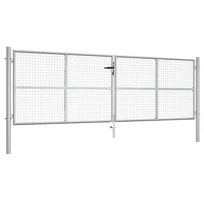 vidaXL Poartă de grădină din oțel galvanizat, 400 x 125 cm, argintiu