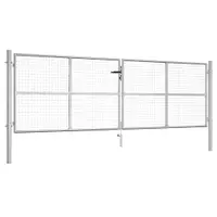 vidaXL Poartă de grădină din oțel galvanizat, 400 x 125 cm, argintiu