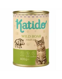 KATIDO Adult Cat Wild Boar 400 g hrană pisică, cu mistreț și ulei somon