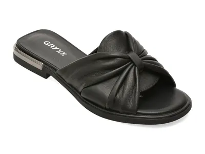 Papuci GRYXX negri, 755, din piele naturala