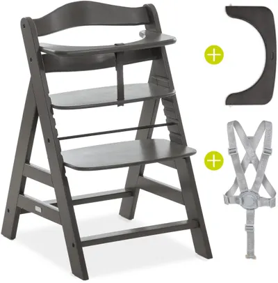 Scaun de masa din lemn Hauck - Alpha Plus Select, charcoal
