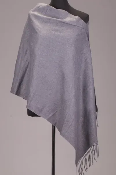 Esarfa dreptunghiulara gri din material tip cashmere