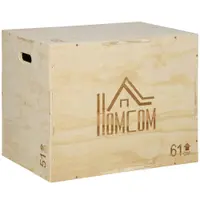 HOMCOM Cutie pliometrica din Lemn cu 3 Înălțimi, Capacitate 120 kg, 61X51X76cm