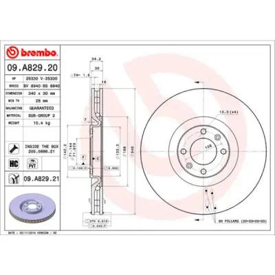 Disc frana BREMBO 09.A829.21