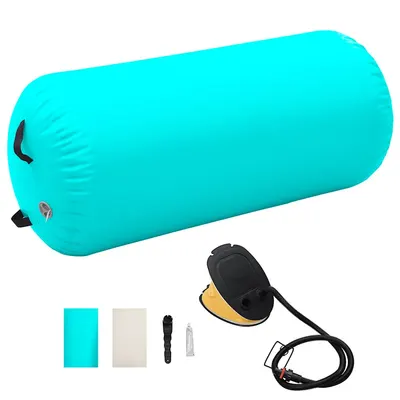 vidaXL Rulou de gimnastică gonflabil cu pompă, verde, 120 x 90 cm, PVC